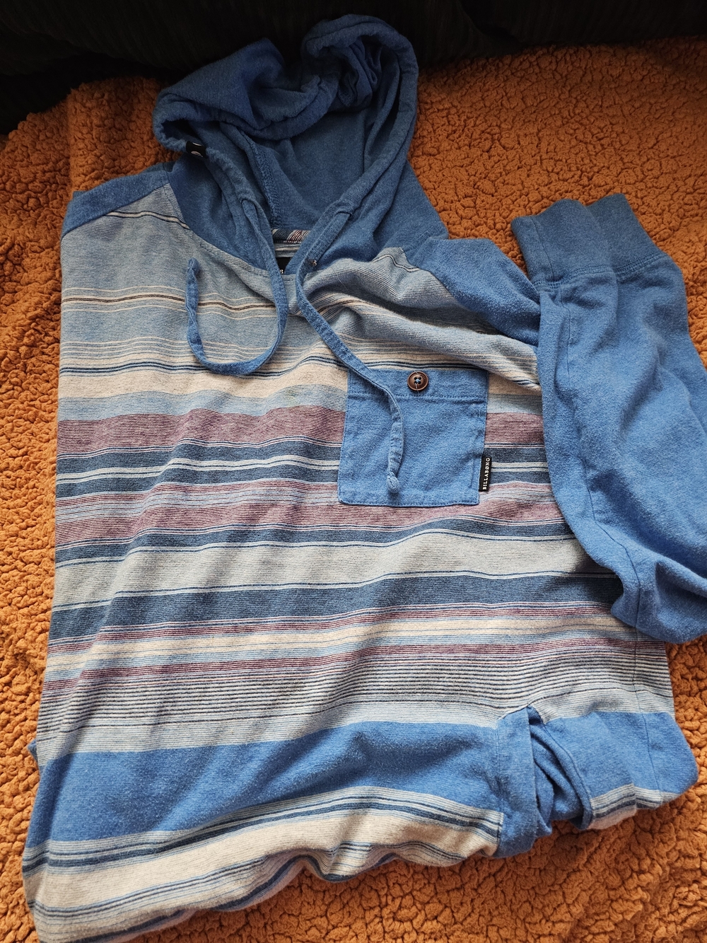 Billabong Blue Striped Hooded Shirt